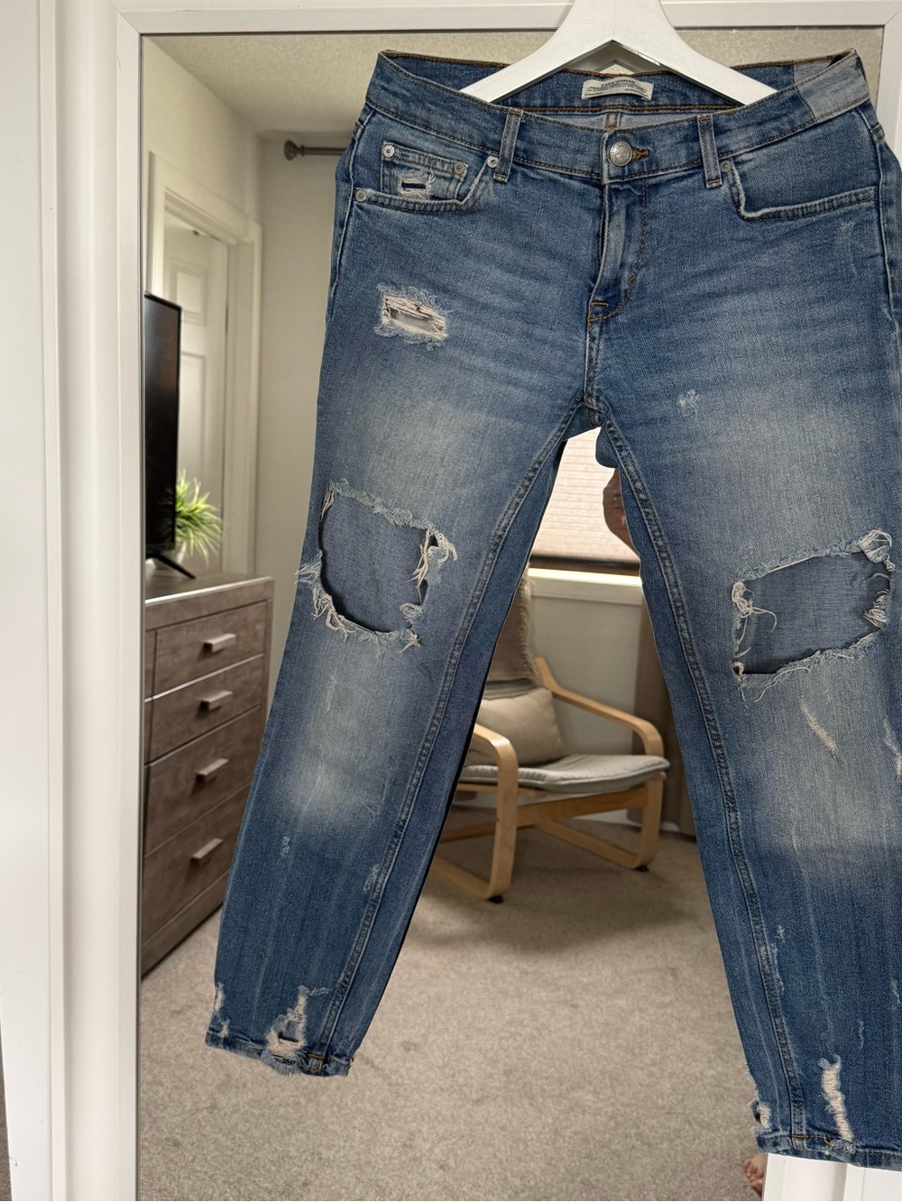 Zara Distressed Blue Boyfriend Jeans